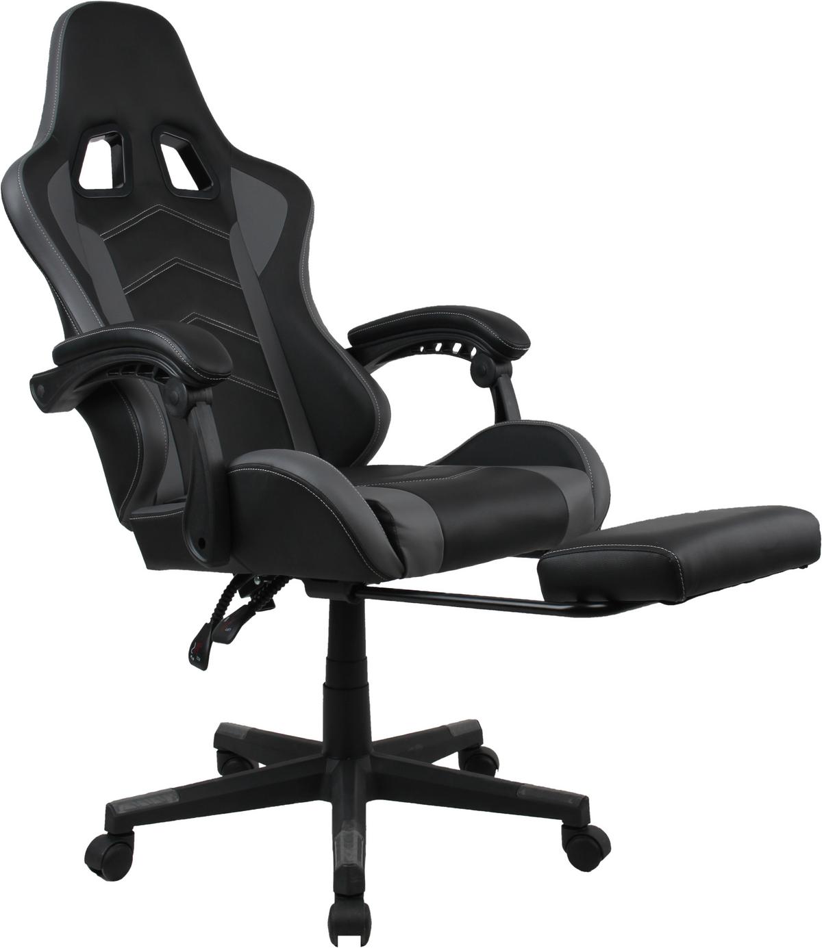 Gaming Stuhl Miami Grau/Schwarz - Schwarz/Grau, LIFESTYLE, Kunststoff/Textil (64/124-134/70cm) - Livetastic