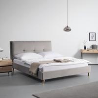 Čalúnená posteľ CAMILLA, 180x200, svetlosivá - prírodná farba/svetlosivá, Modern, kov/drevo (180/200cm) - PBJ