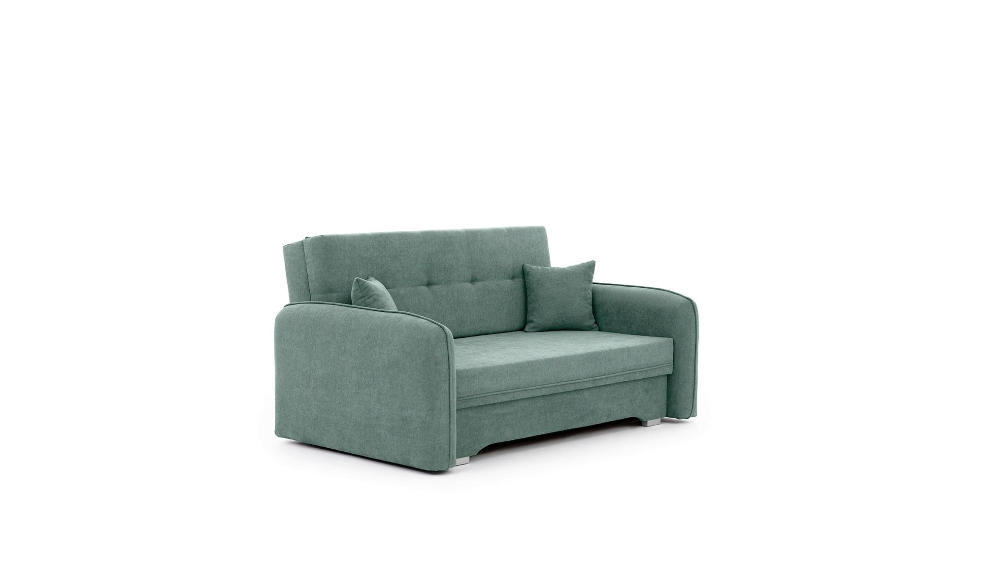 Schlafsofa Laine Mintgrün B: 155 cm - Silberfarben/Mintgrün, Design, Textil (155/105/75cm) - MID.YOU