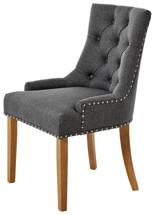 Stuhl Savik Devon Grau/Eichefarben B: 56 cm - Eichefarben/Grau, MODERN, Holz/Textil (56/62,5/91cm) - Livetastic