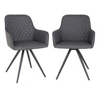 Armlehnstuhl-set Harbo Dunkelgrau B: 57 Cm - Dunkelgrau/Schwarz, MODERN, Textil/Metall (57/87/65cm) - MID.YOU