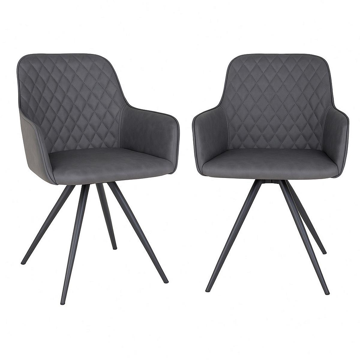 Armlehnstuhl-set Harbo Dunkelgrau B: 57 Cm - Dunkelgrau/Schwarz, MODERN, Textil/Metall (57/87/65cm) - MID.YOU