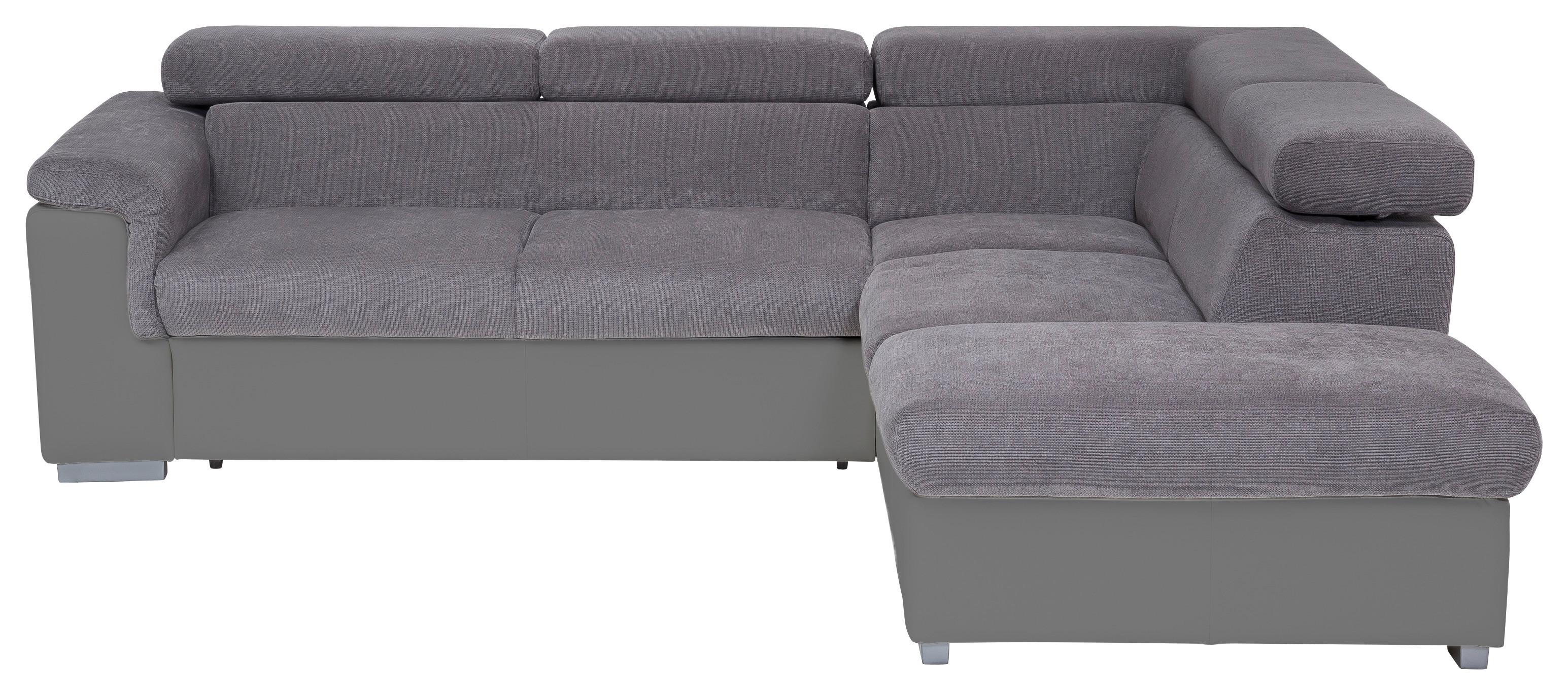 Ecksofa mit Schlaffunktion + Bettkasten Milla Grau/Fango - Fango/Grau, Basics, Holz/Textil (252/217cm) - MID.YOU