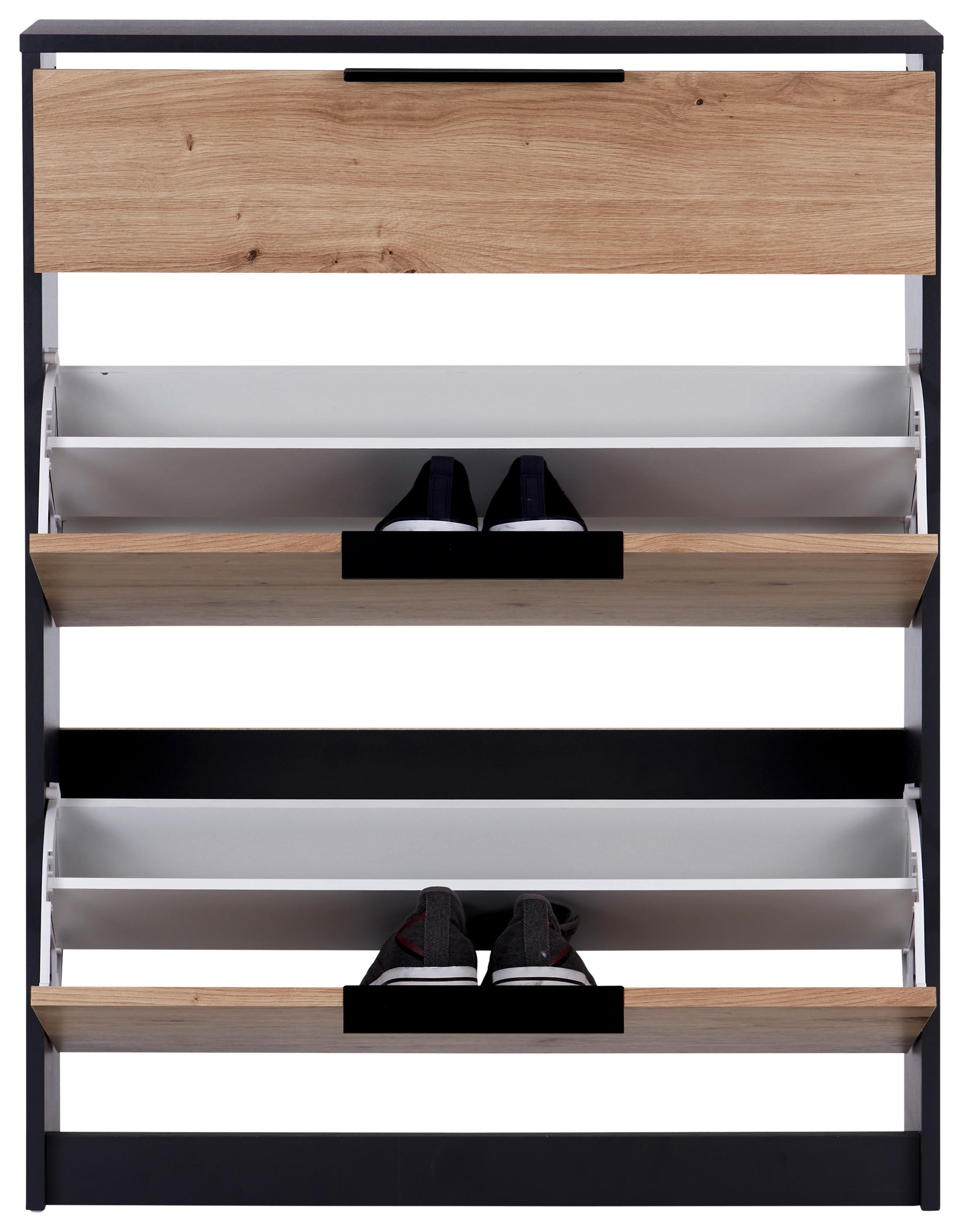 Schuhkipper Anna 2 Klappen Eiche Dekor/Anthrazit B: 79 cm - Eichefarben/Anthrazit, MODERN, Holzwerkstoff (79/103,4/25cm)