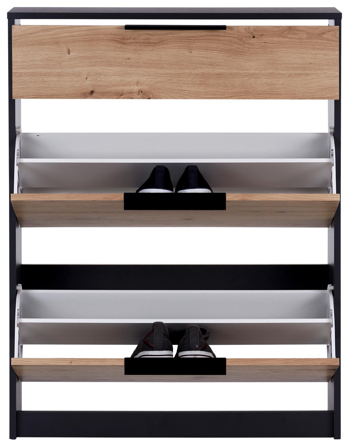 Cipősszekrény Anna 02 - tölgyfa színű/antracit, Modern, faalapú anyag (79/103,4/25cm)