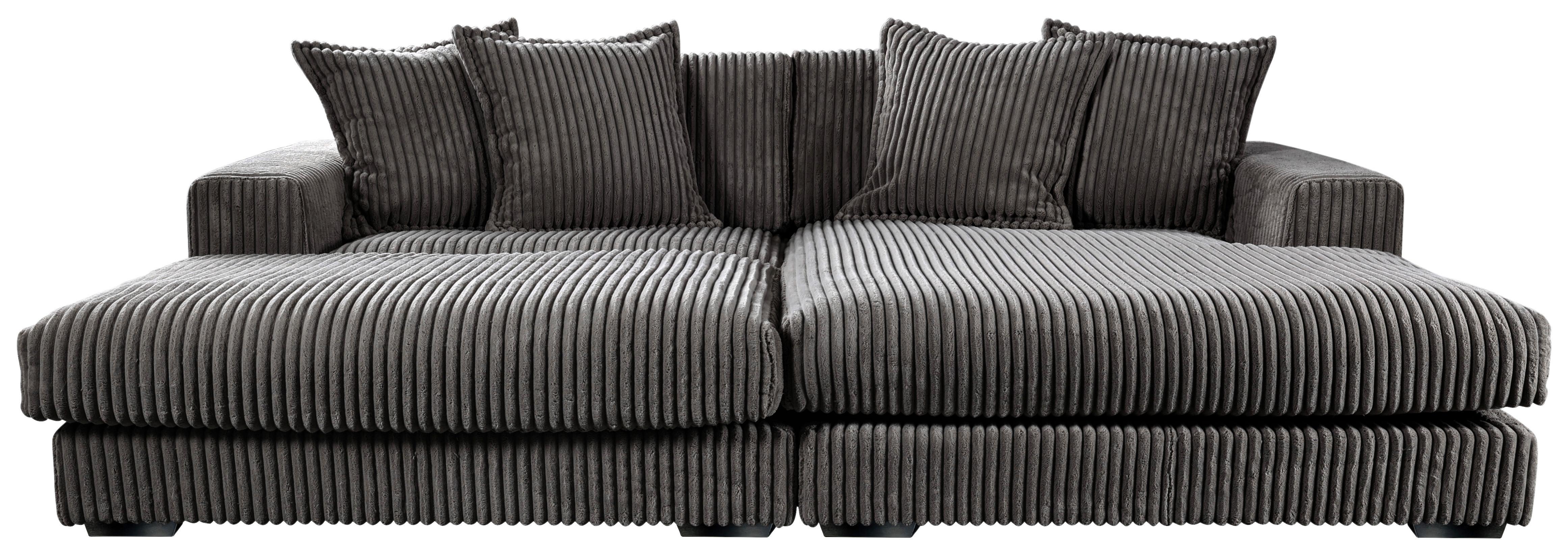 Ecksofa Funny Rechts Grau mit Hocker B: 285 cm - Schwarz/Grau, Basics, Textil (285/195cm) - Livetastic