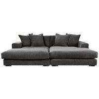 Ecksofa Funny Rechts Grau mit Hocker B: 285 cm - Schwarz/Grau, Basics, Textil (285/195cm) - Livetastic