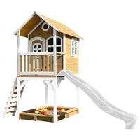 Spielhaus Sarah Braun/weiß B: 370 Cm - Weiß/Braun, KONVENTIONELL, Holz/Kunststoff (370/291/191cm) - Ambia Garden