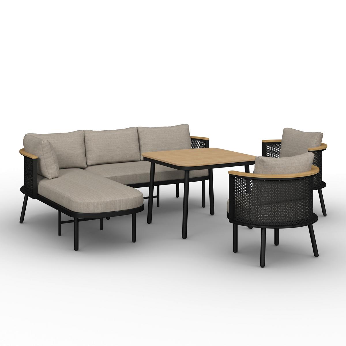 JEDÁLENSKÁ TERASOVÁ SÚPRAVA LISSA - čierna/farba hrušky, Modern, kov/textil - Bessagi Garden