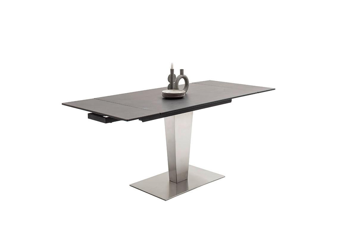 Ausziehtisch Pesaro 120-180x76x80cm Anthrazit - Edelstahlfarben/Anthrazit, Trend, Keramik/Metall (120-180/76/80cm)