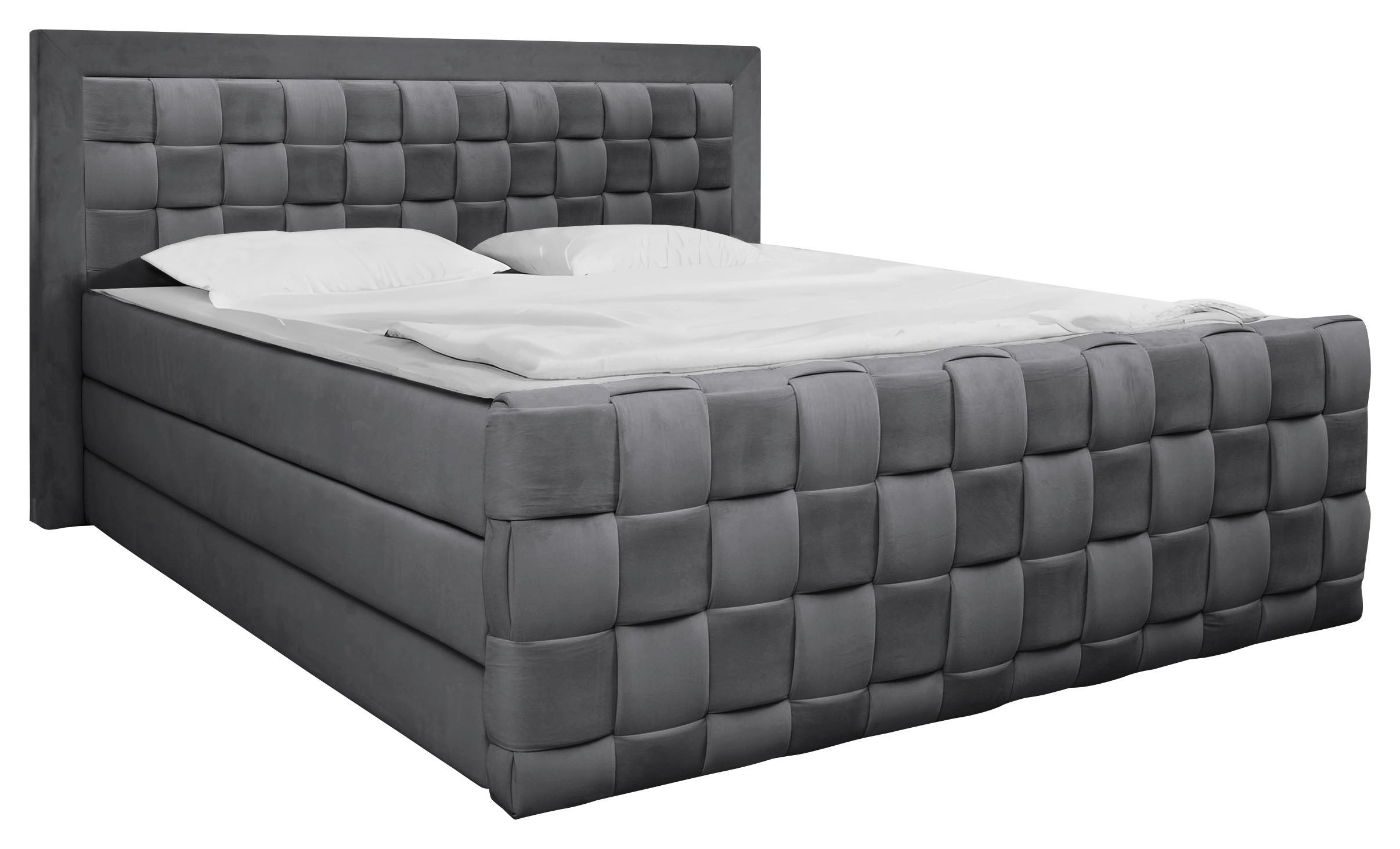 Boxspringbett Grenada Graphitfarben, Lf: 160x200 cm - Graphitfarben, MODERN, Textil (160/200cm) - Livetastic