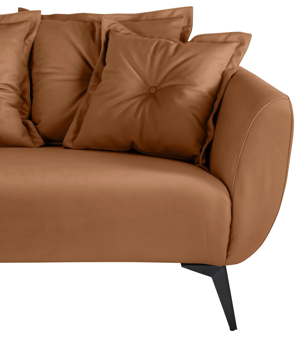 Ecksofa Baggio Cognac S: 162x277 cm - Cognac/Schwarz, MODERN, Textil (162/277cm) - Livetastic