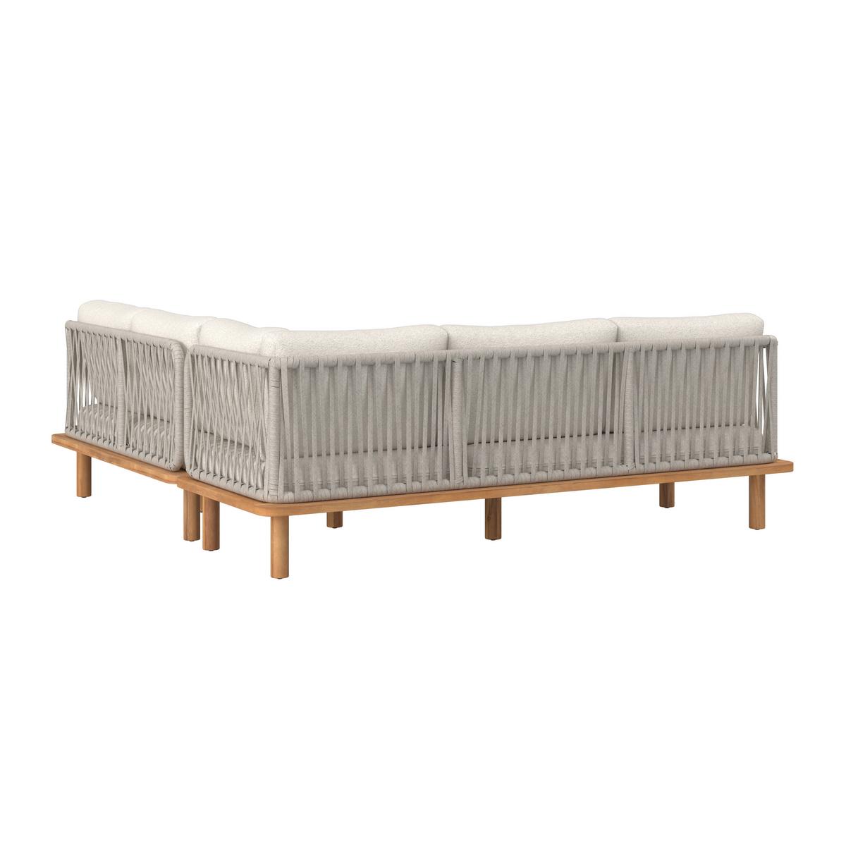 TERASOVÁ SEDACÍ SOUPRAVA MARA - barvy teak/krémová, Moderní, kov/dřevo (190/190cm) - Bessagi Garden