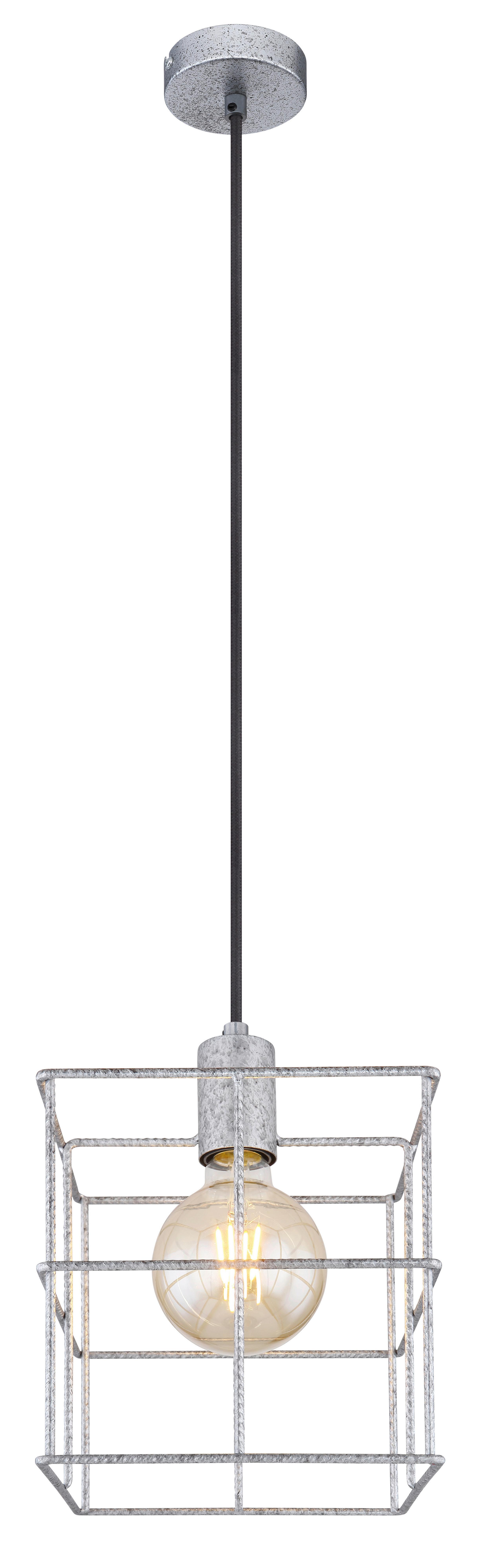 Hängeleuchte H: 150 cm 1-Flammig - Zinkfarben, Design, Metall (20/20/150cm) - Globo