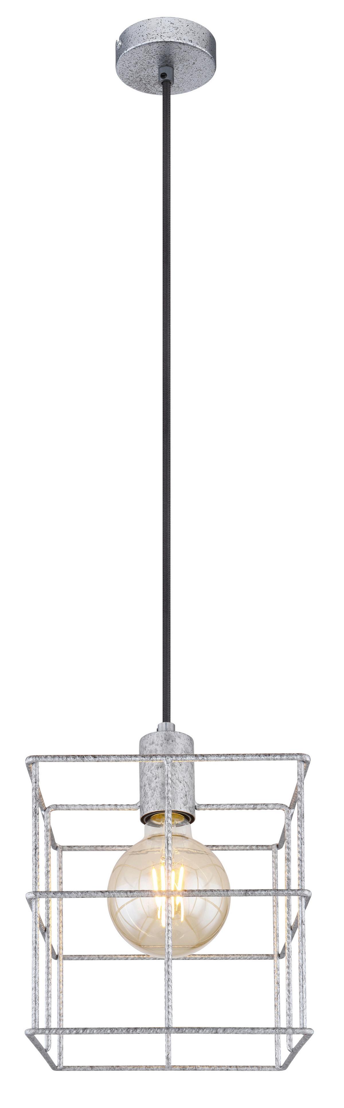 Hängeleuchte H: 150 cm 1-Flammig - Zinkfarben, Design, Metall (20/20/150cm) - Globo