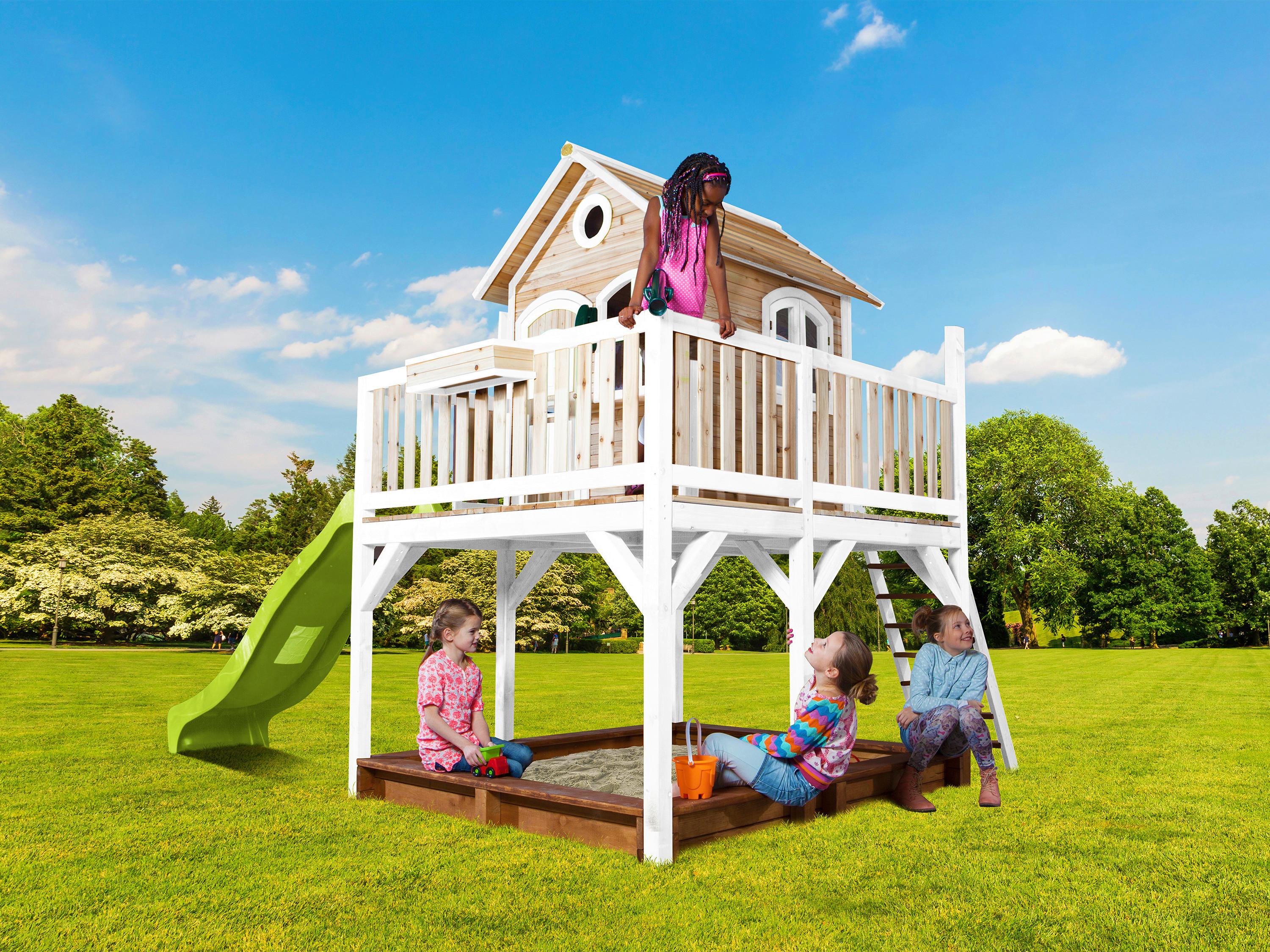 Spielturm A030.151.11 - Hellgrün/Braun, KONVENTIONELL, Holz (377/291/255cm) - Ambia Garden