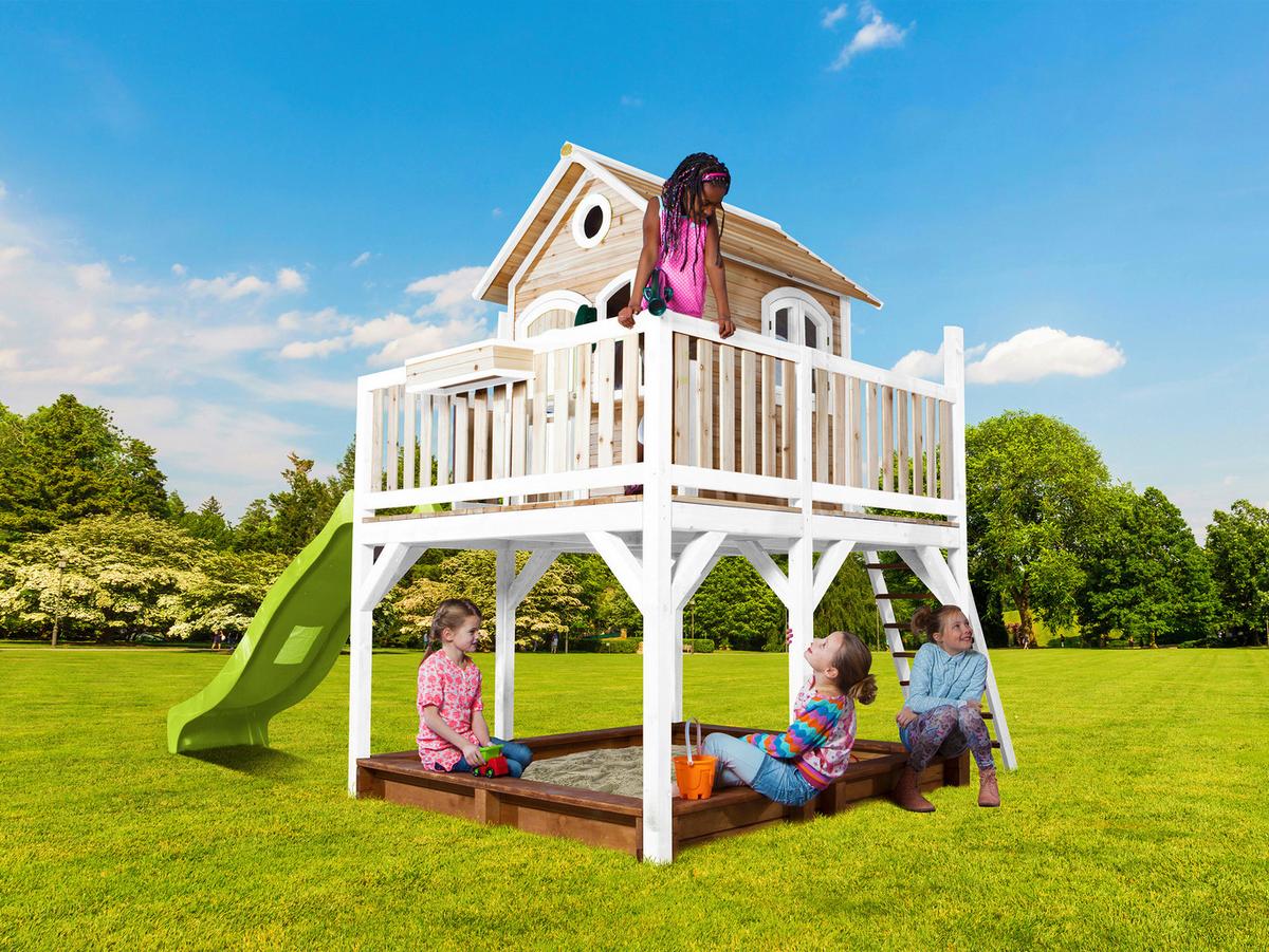 Spielturm A030.151.11 - Hellgrün/Braun, KONVENTIONELL, Holz (377/291/255cm) - Ambia Garden