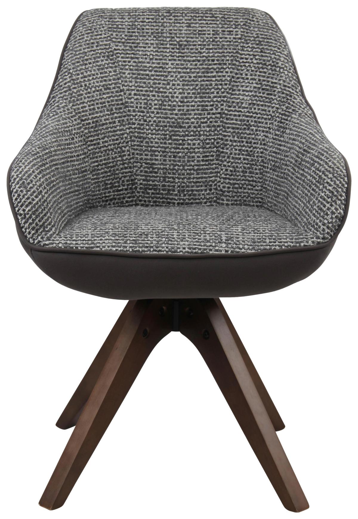Armlehnstuhl Visby Dunkelgrau B: 58 cm - Dunkelgrau/Eichefarben, MODERN, Holz/Textil (58/84/55cm) - Livetastic