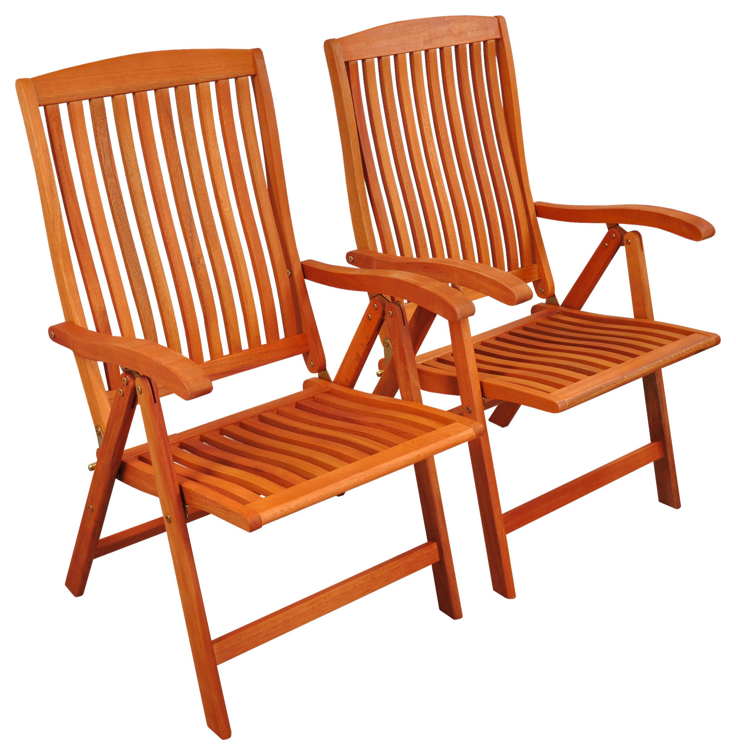 Gartensessel 2er-Set Klappbar Sun Flair Eukalyptusholz - Braun, Basics, Holz (59/105/61cm) - Ambia Garden