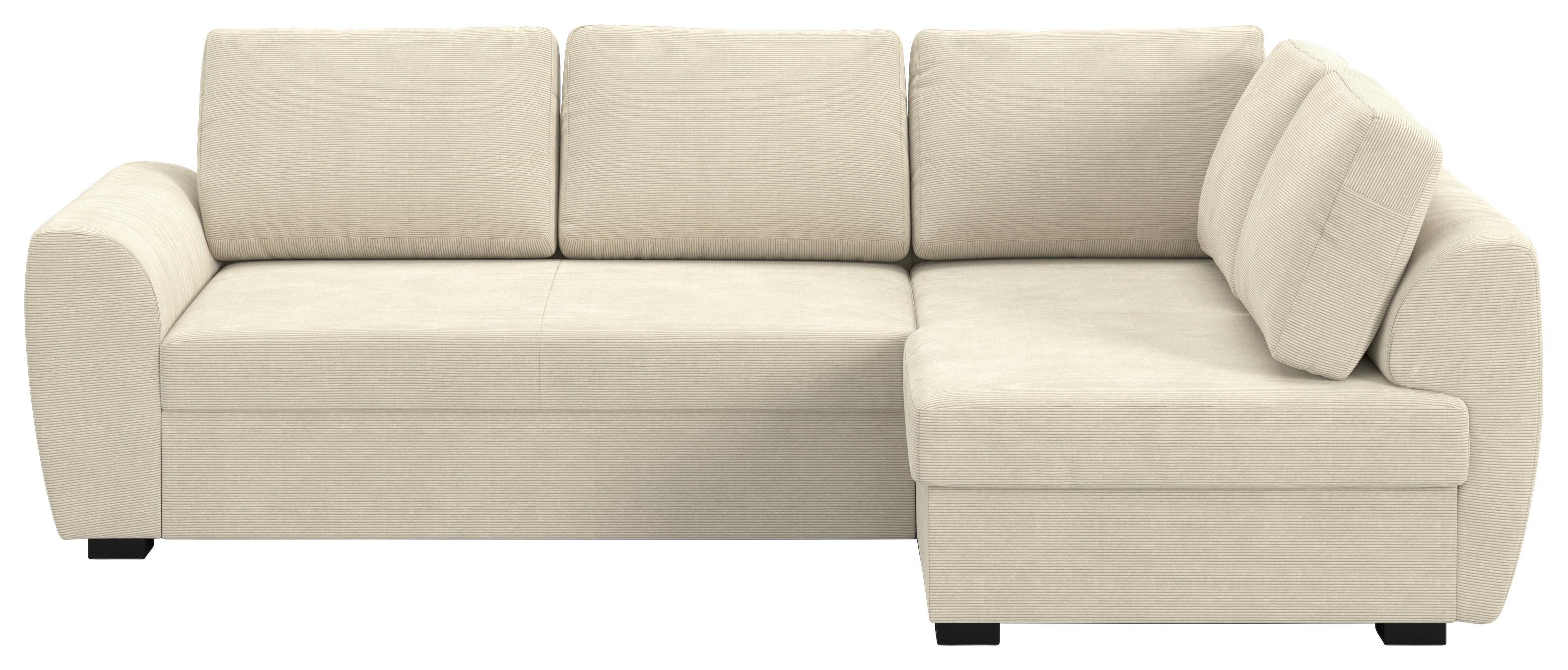 Ecksofa mit Bettfunktion Drift Cord beige, B: 253cm - Beige/Schwarz, Trend, Textil (253/154cm)
