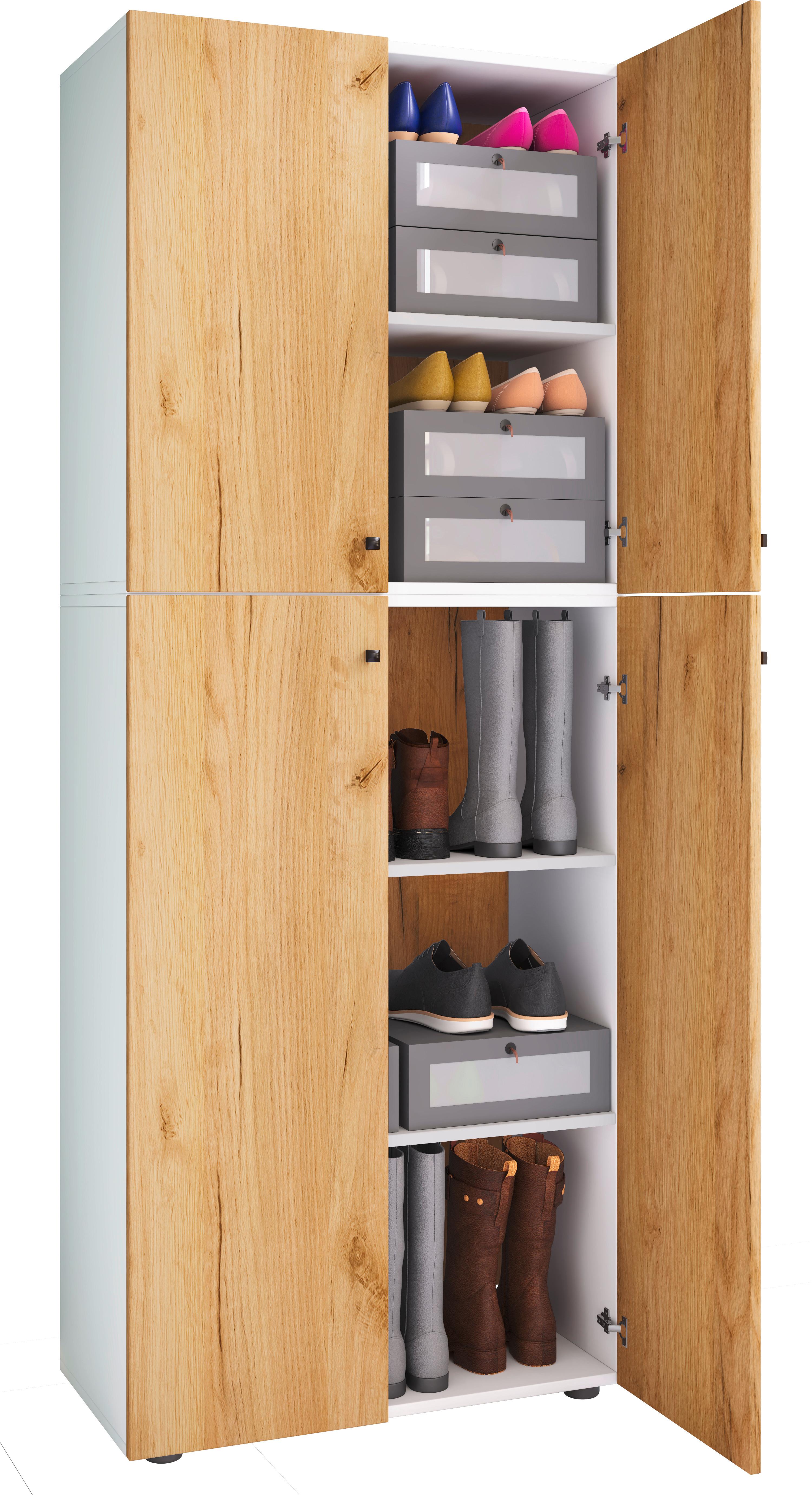 Kleiderschrank Lona Weiß Honigeiche - Honigeiche/Weiß, Design, Holzwerkstoff (70/182/39cm) - MID.YOU