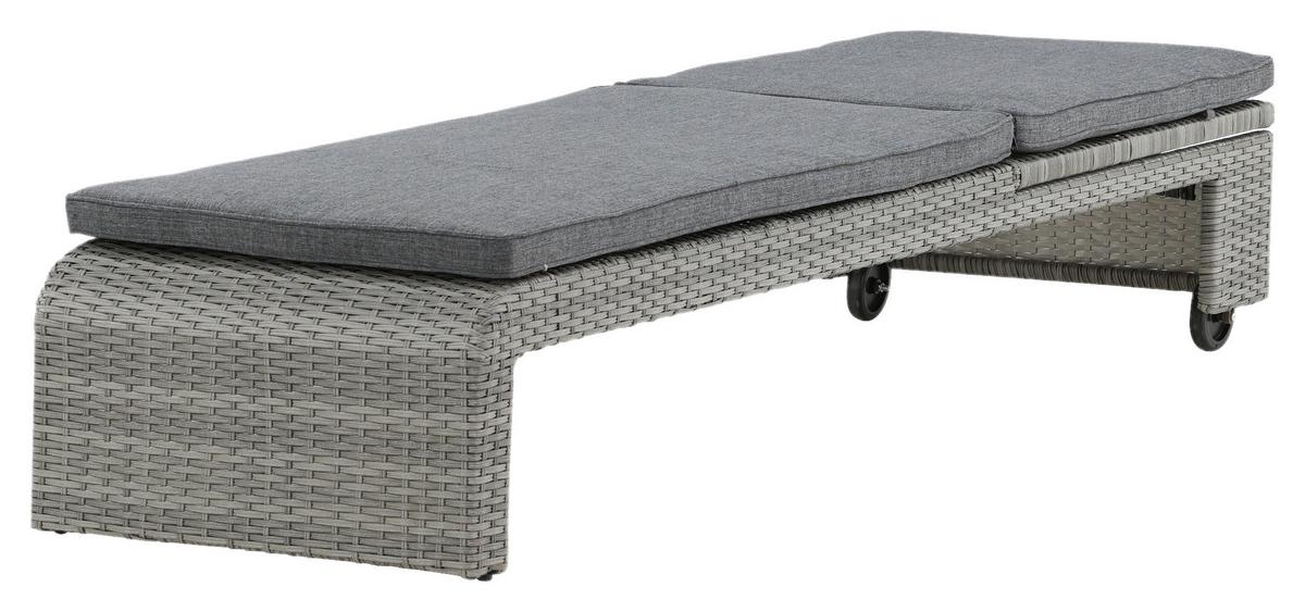 Sonnenliege London Kunststoff verstellbar - Grau, KONVENTIONELL, Kunststoff/Textil (60/32/196cm) - Gardenson