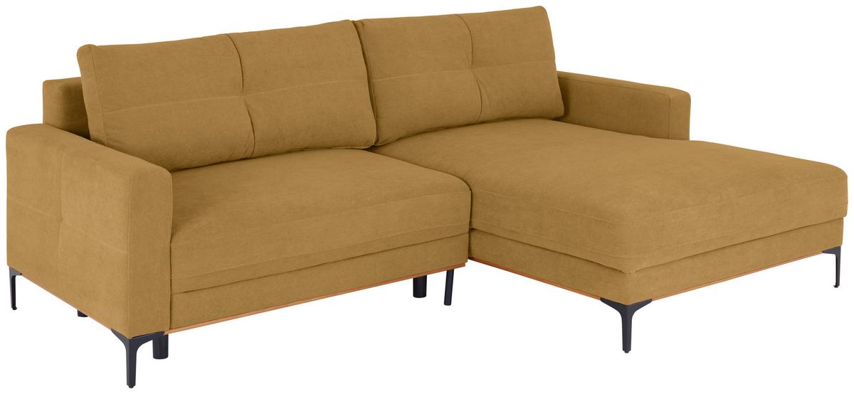 Rohová sedačka BERGAMO, pravá, žlutá - černá/žlutá, Moderní, kov/textil (238/162cm) - Ondega