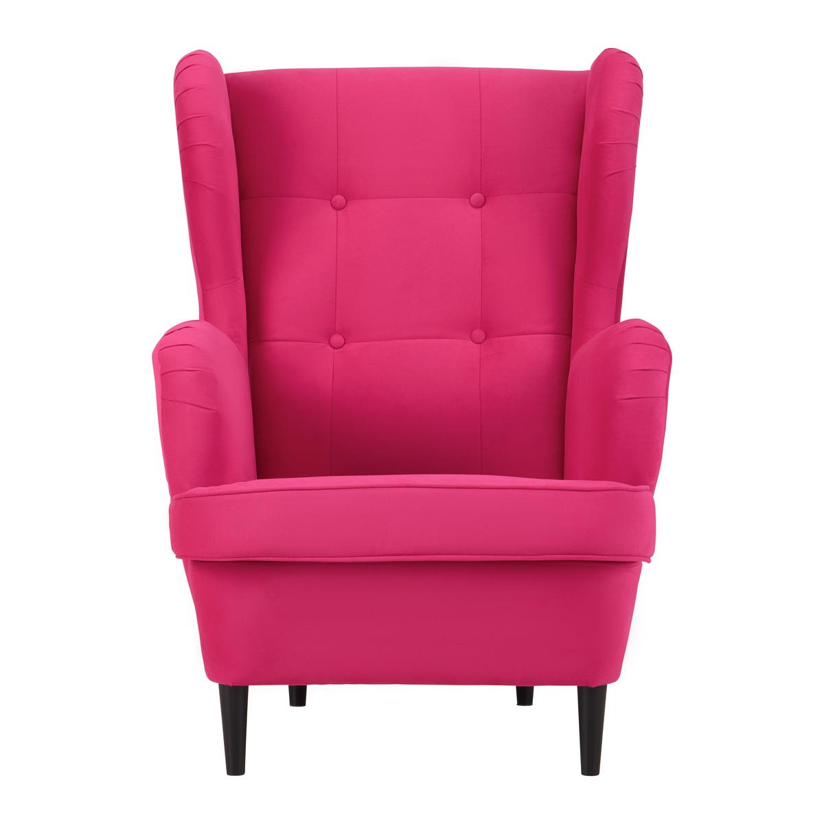 Kreslo OSKAR, ružový velúr - pink/čierna, drevo/kompozitné drevo (78/102/98cm) - Mömax