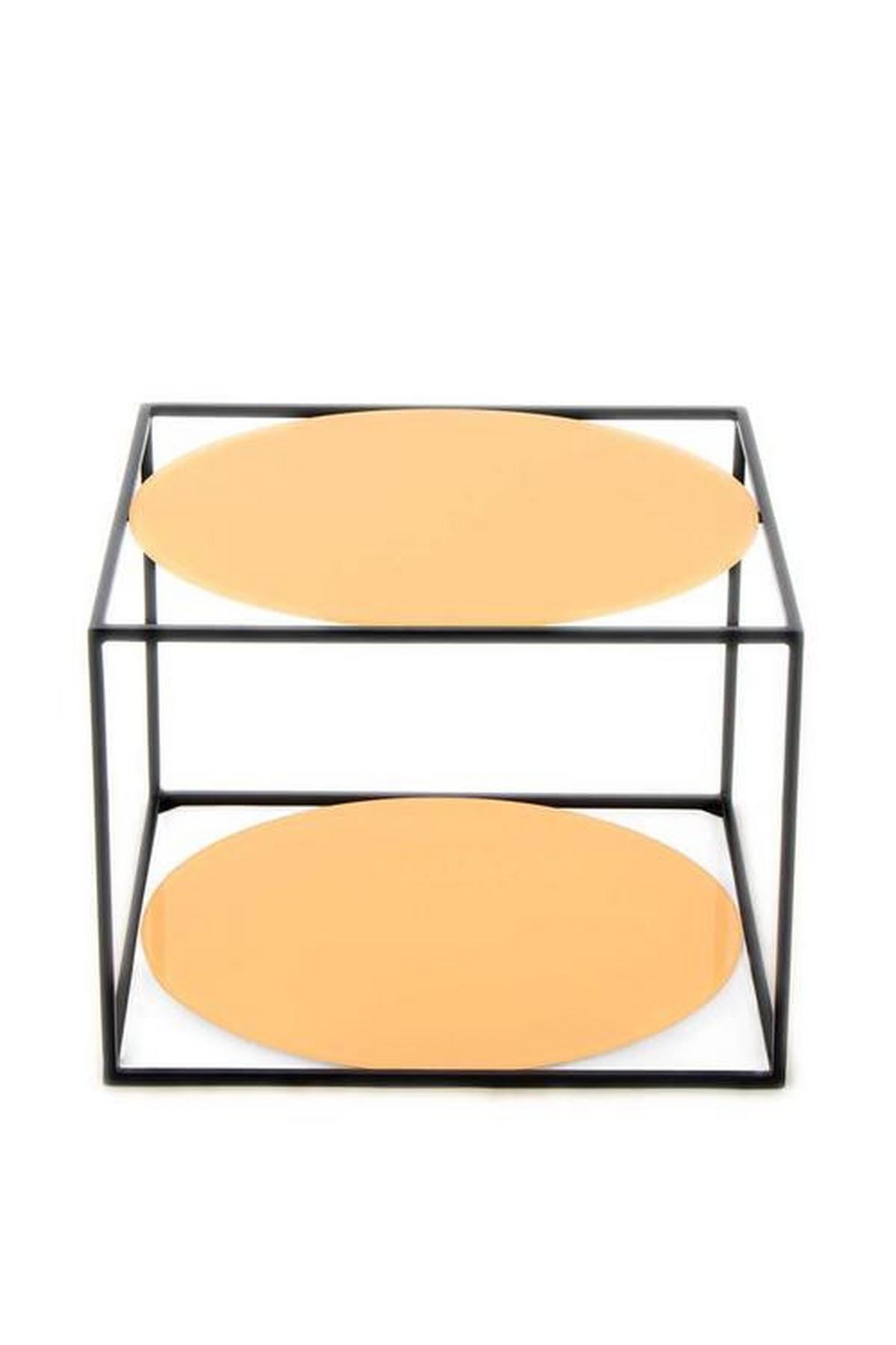Beistelltisch In Würfelform Cody, Orange/schwarz - Schwarz/Orange, Basics, Glas/Metall (50/50/36cm) - Kayoom