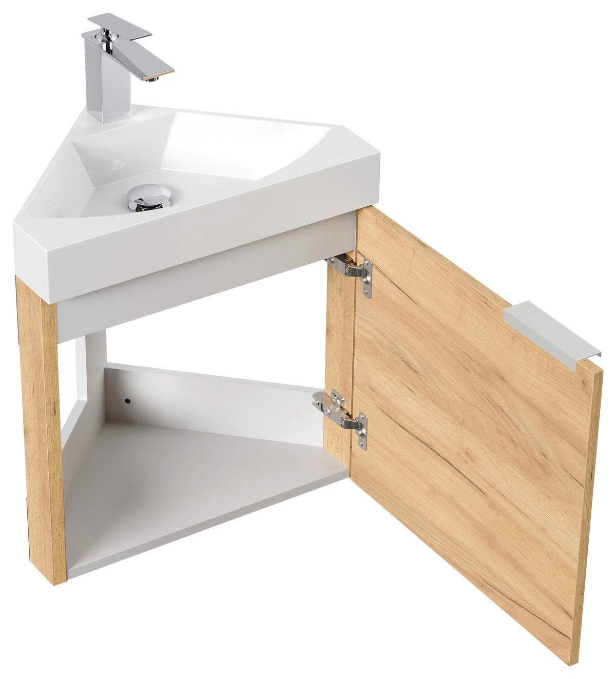 Gästebad Delta Eiche Dekor B: 52,3 cm - Eichefarben, MODERN, Holzwerkstoff/Stein (52,3cm) - MID.YOU