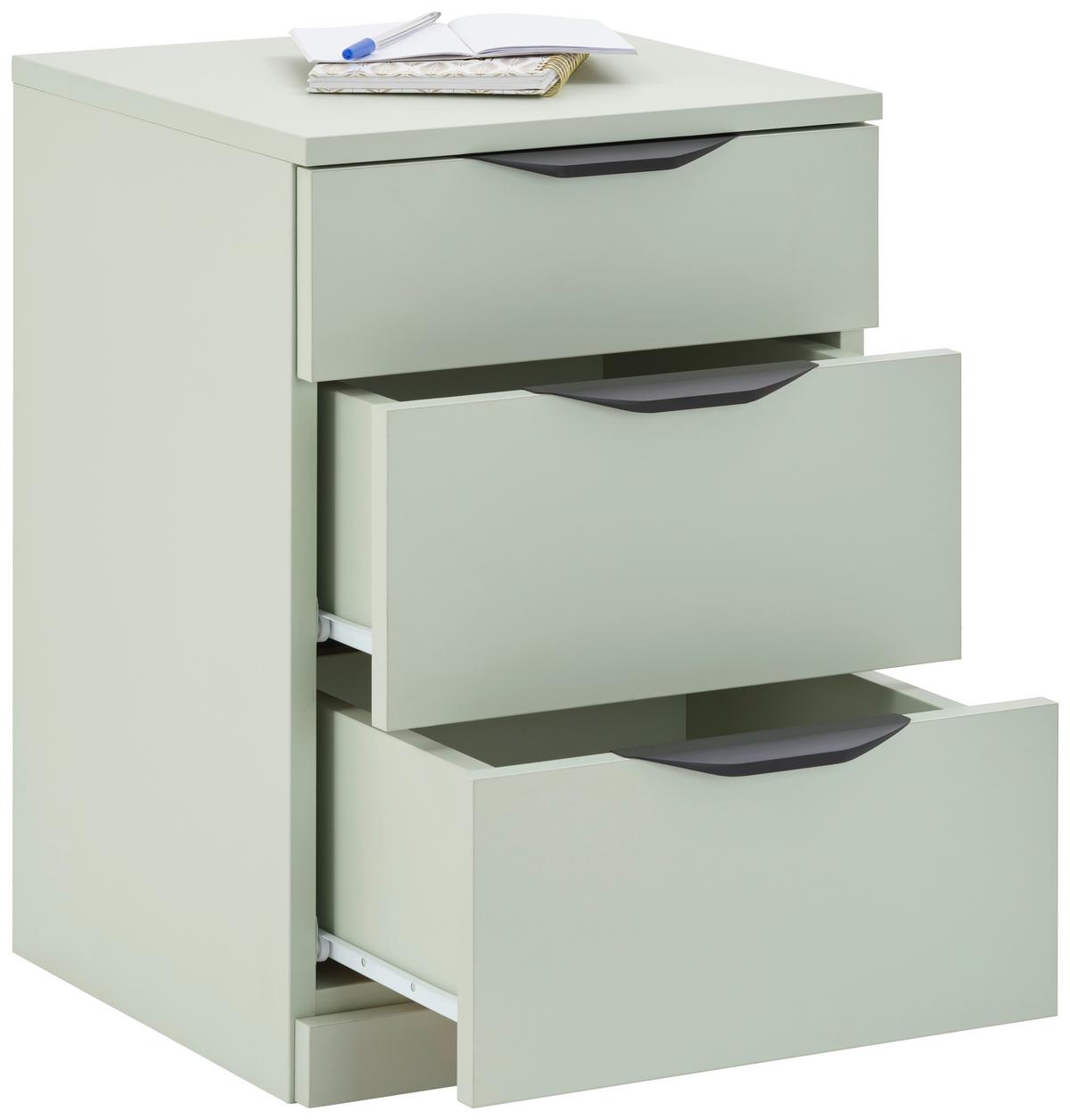 Kommode Rimini Mit 3 Laden Salbeigrün, B: 40 cm - Salbeigrün, Trend, Holzwerkstoff/Kunststoff (40/60,1/40cm)