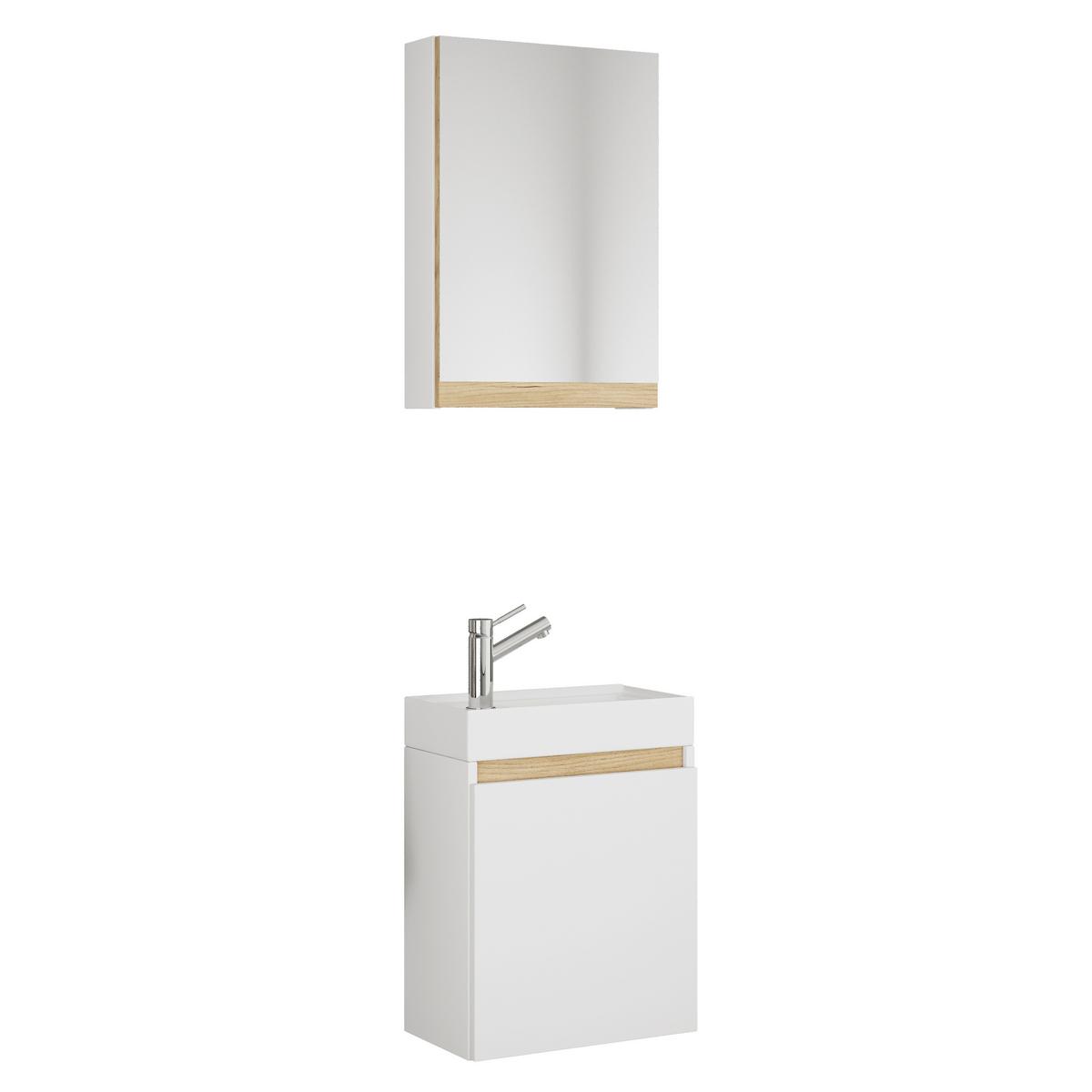 Vendégfürdő Cosila - méztölgy színű/fehér, Trend, faalapú anyag/kerámia (41cm) - MID.YOU