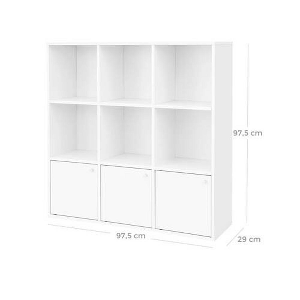 Bücherregal Mit 3 Türen B: 98 cm, Weiß - Weiß, Basics, Holzwerkstoff (98/98/30cm) - Boxxx
