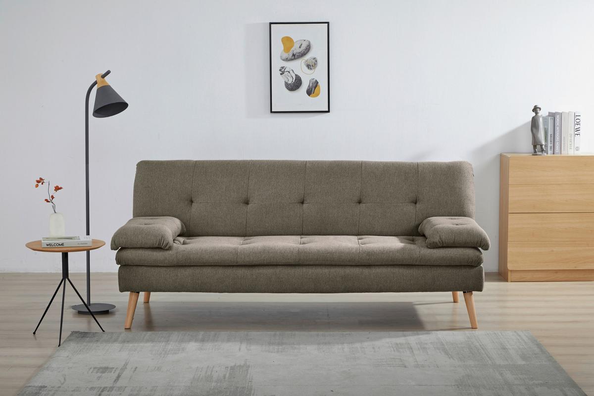 Schlafsofa Armano Braun B: 190 cm - Braun/Naturfarben, Basics, Holz/Textil (190/83/87cm) - P & B
