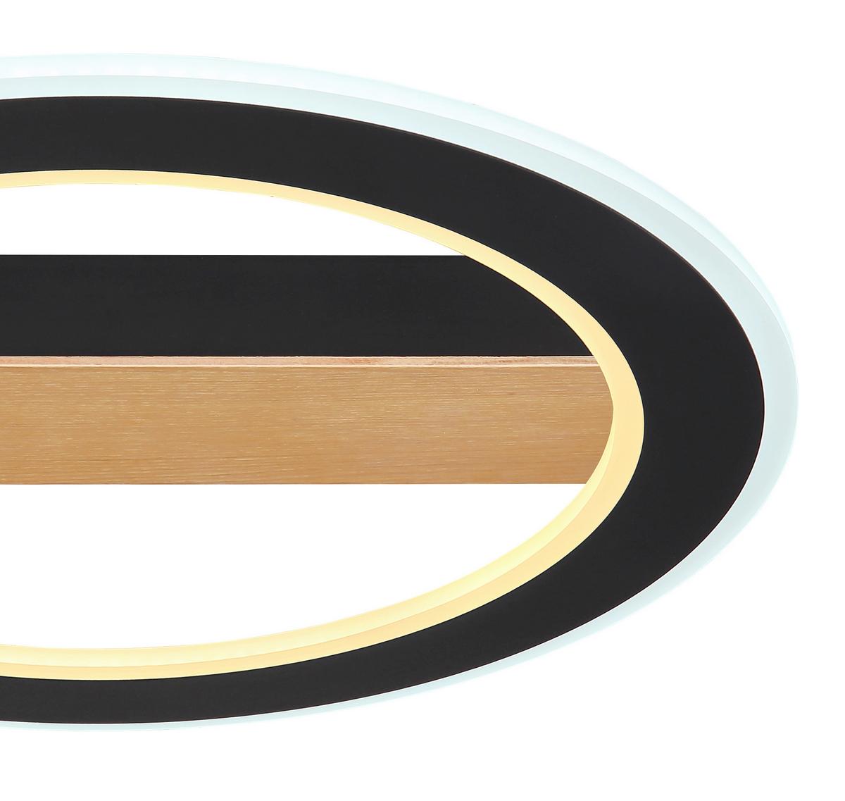 LED-Deckenleuchte Mattia Ø 45 cm - Dunkelbraun/Opal, Basics, Holz/Kunststoff (45/5,5cm) - Globo