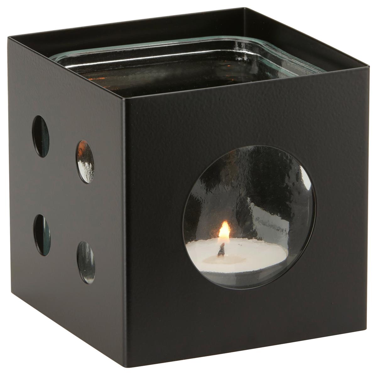 Windlicht Numbers in Schwarz - černá, Moderní, kov/sklo (13/13/13cm) - Modern Living