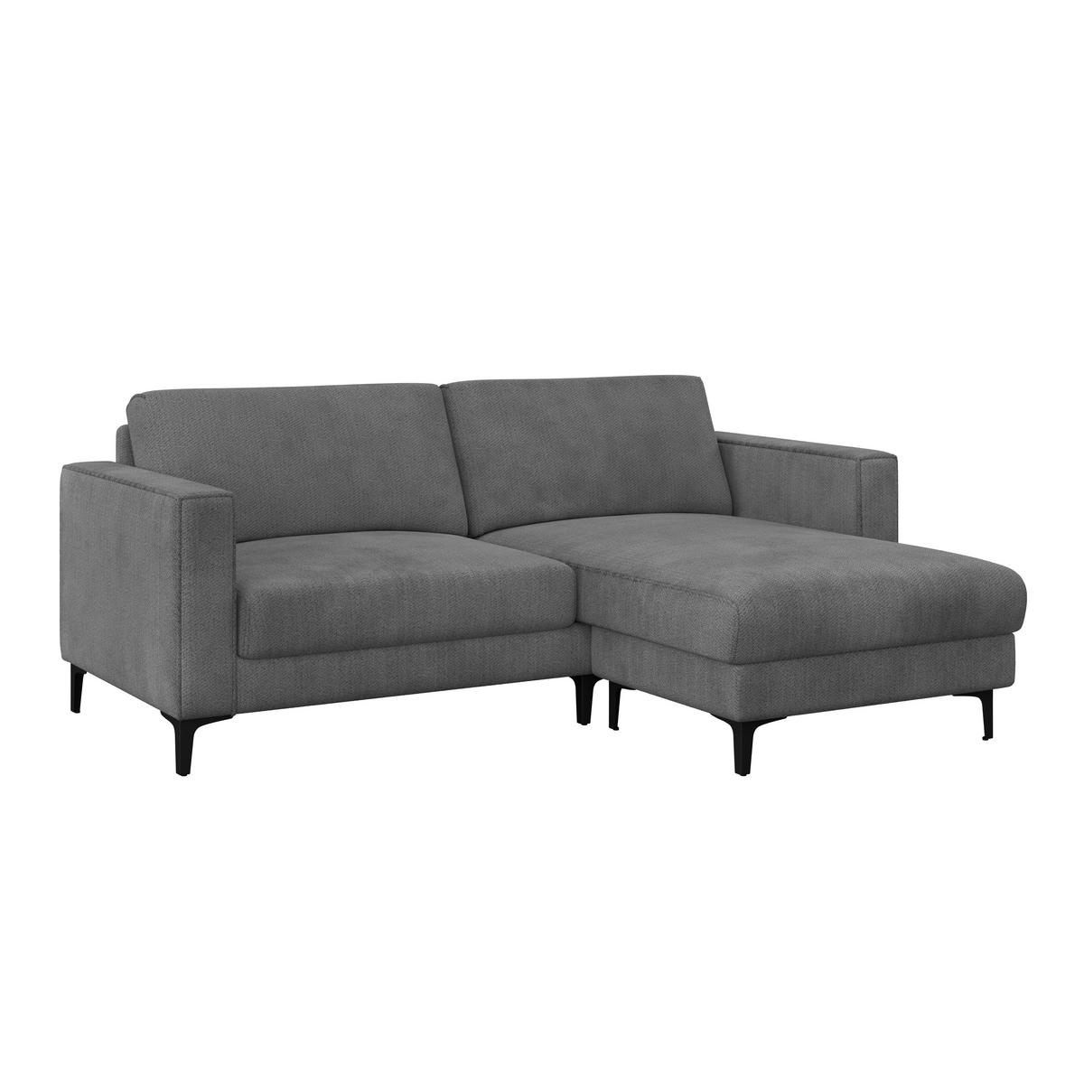 Ecksofa Atlanta dunkelgrau, 210x149cm - Dunkelgrau/Schwarz, Trend, Holz/Textil (210/149cm)