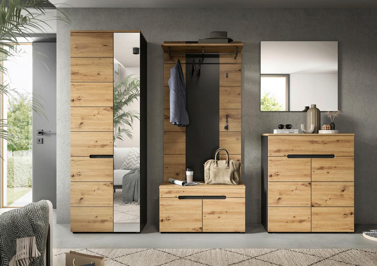 Gasrderobe Canu 5-teilig Eiche Artisan/grau B: 255 Cm - Eiche Artisan, Design, Holzwerkstoff (255/190/37cm) - Livetastic