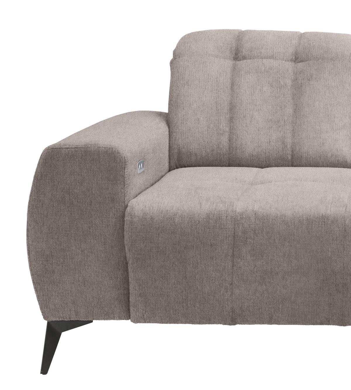 Ecksofa mit USB Anschluss Sano, Taupe, S: 261x200 cm - Taupe/Schwarz, MODERN, Textil (261/200cm) - Livetastic