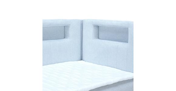 Polsterbett mit Bettkasten 90x200 cm Weiß / Hellblau - Schwarz/Weiß, MODERN, Leder/Textil (90/200cm) - Ondega