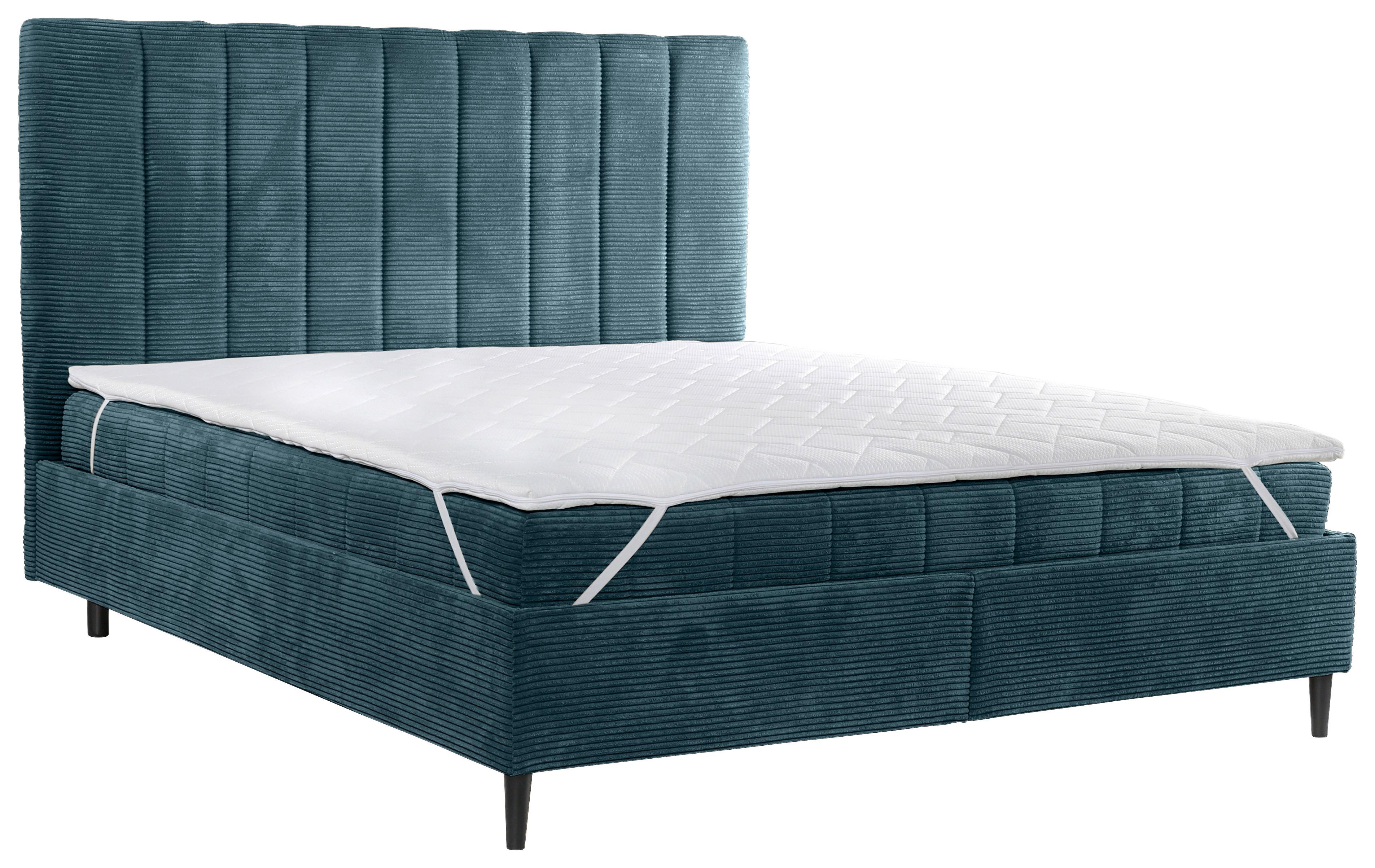 Polsterbett Mit Lattenrost Mia Hellblau 180x200 Cm - Creme/Schwarz, LIFESTYLE, Holz/Holzwerkstoff (180/200cm) - Livetastic