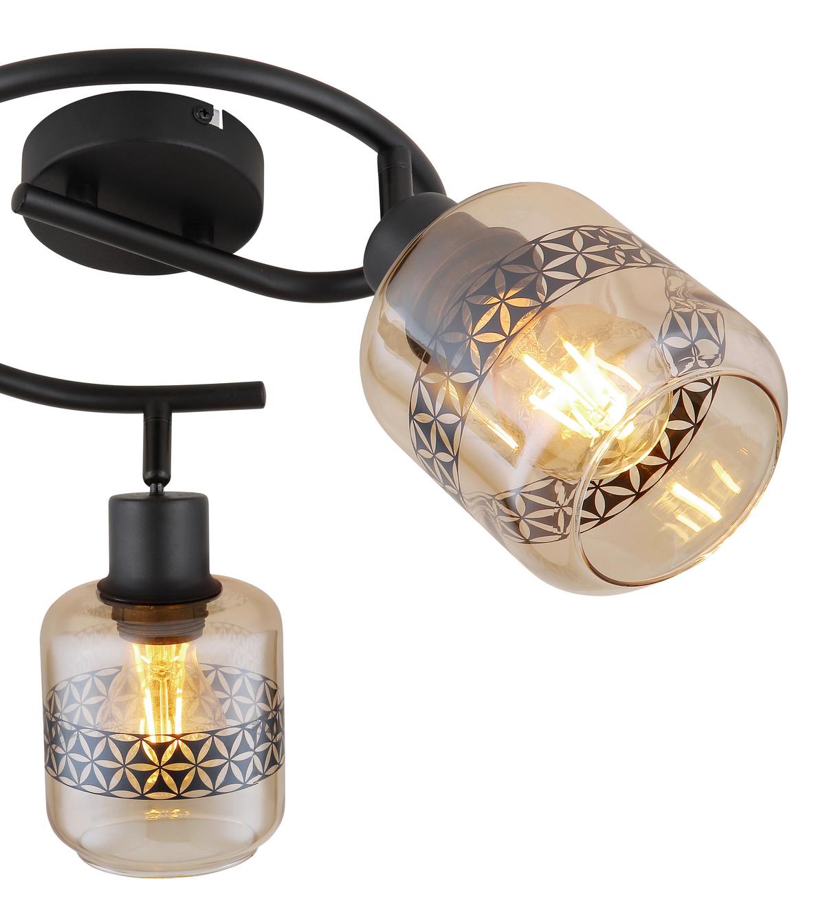 Strahler 3-Flammig verstellbar Ø 25 cm - Schwarz, Design, Glas/Metall (25/25cm) - Globo