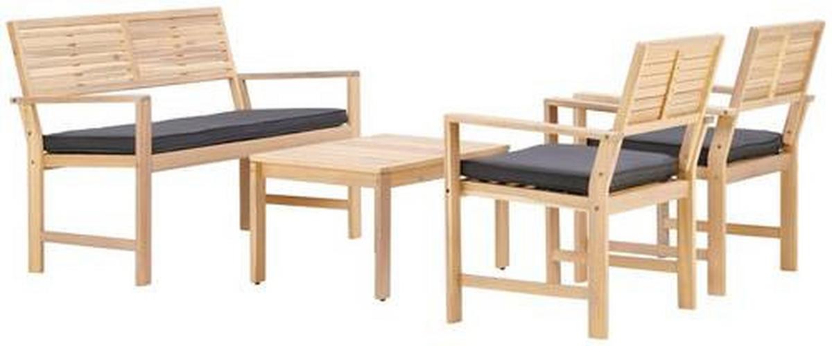Loungegarnitur 4-Tlg. Bergen Aus Echtholz mit Kissen - Dunkelgrau/Akaziefarben, MODERN, Holz/Textil (73cm) - Beldano