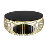 Couchtisch Schwarz/goldfarben D: 86 Cm - Goldfarben/Schwarz, Design, Glas/Metall (86/86/35cm) - Livetastic