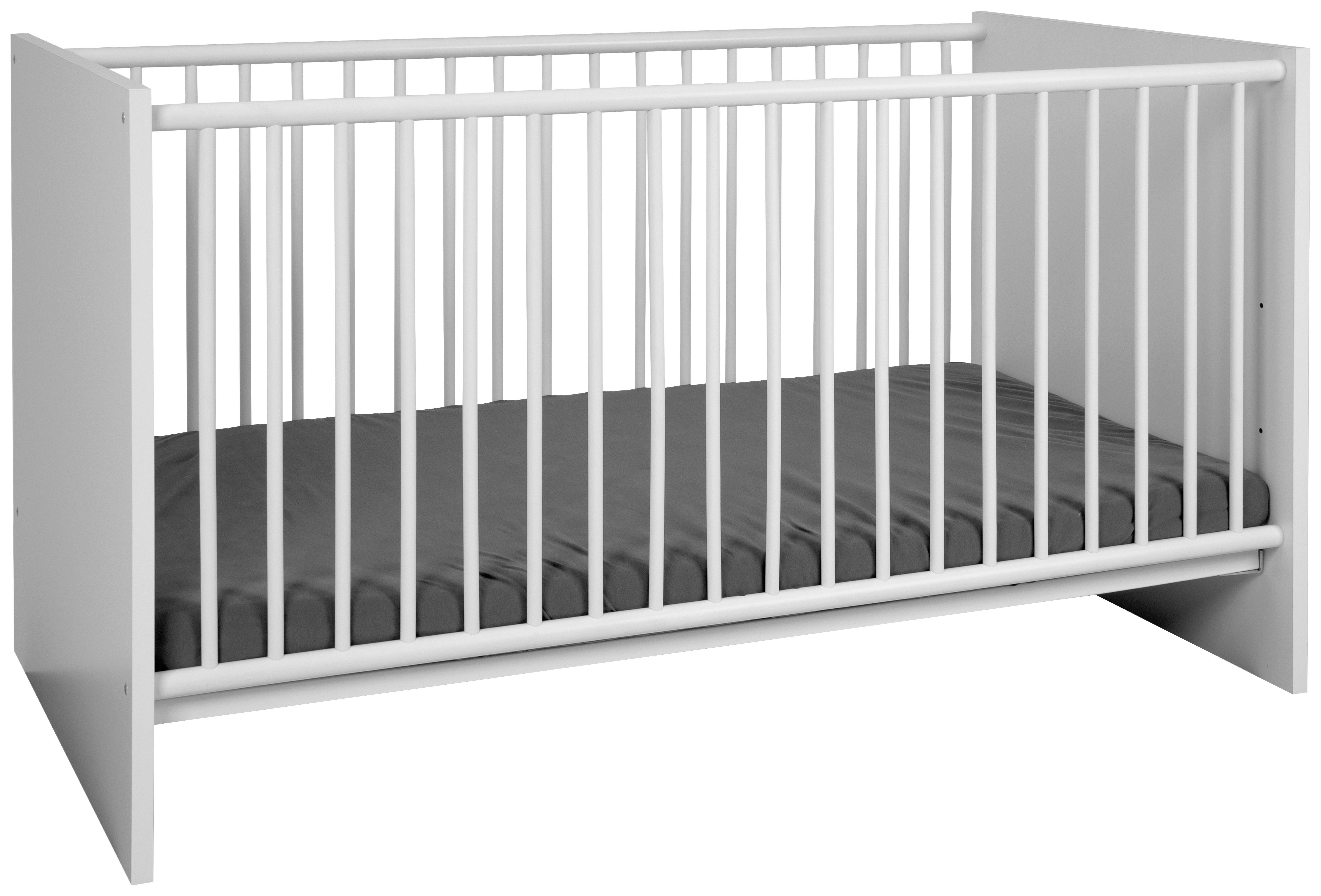Babybett Image Weiß Dekor höhenverstellbar, Lattenrost - Weiß, Basics, Holzwerkstoff (70/140cm) - MID.YOU