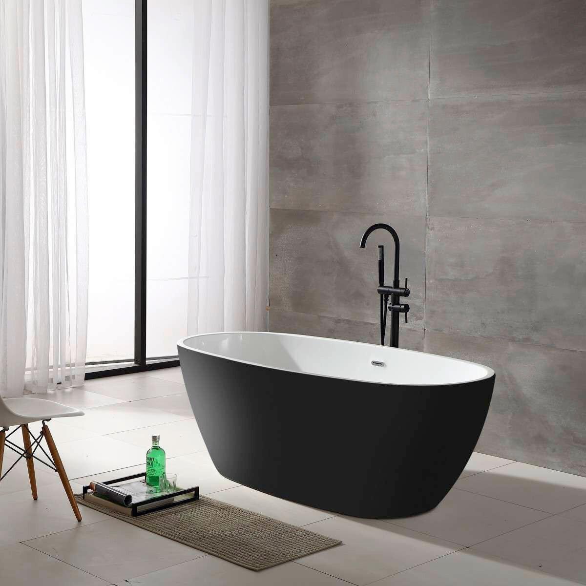 Badewanne Freist. Badewanne Manhatten - Schwarz/Weiß, KONVENTIONELL, Kunststoff (170/80,6/60cm) - Sanotechnik