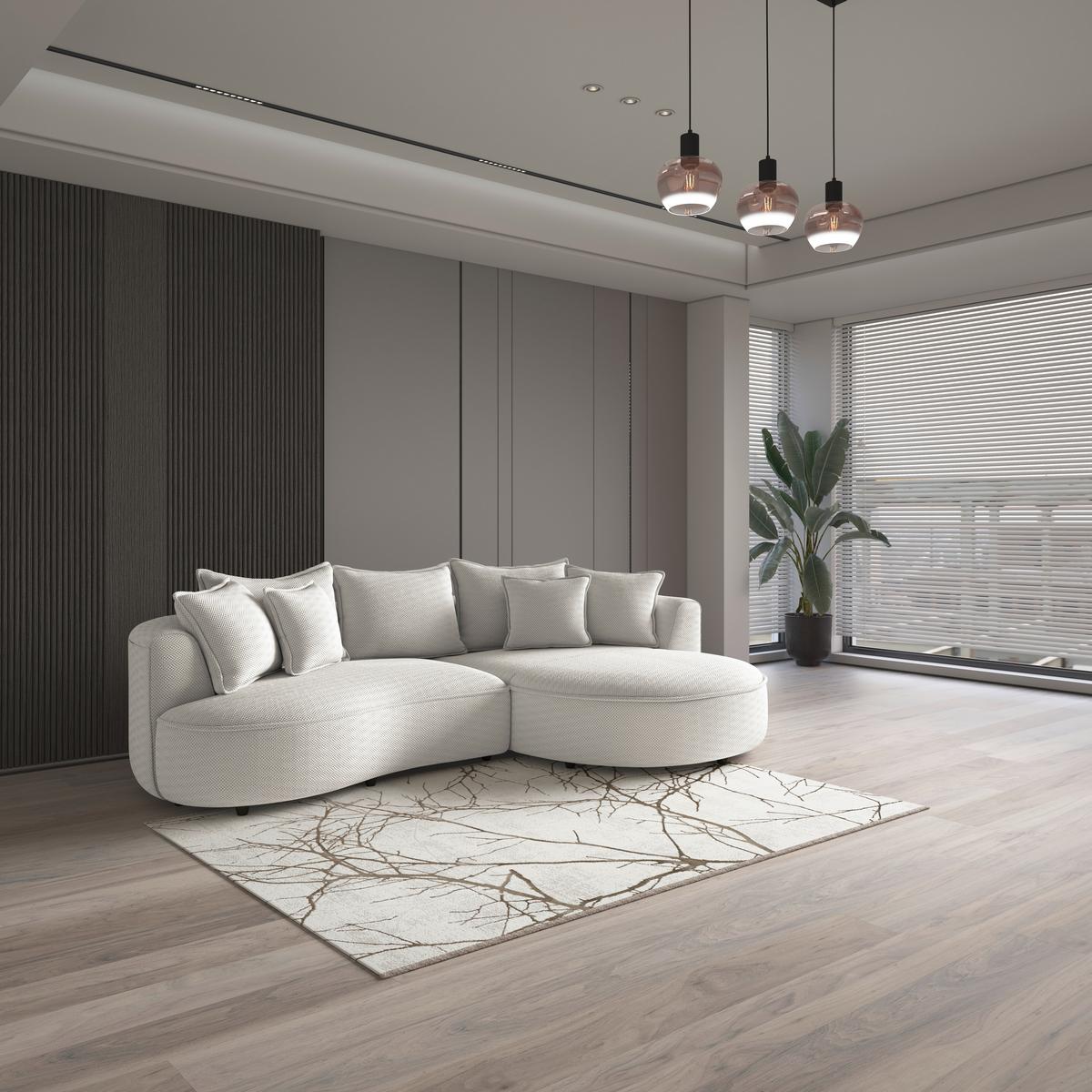 Ecksofa Levi - Creme/Schwarz, MODERN, Textil (287/168cm)