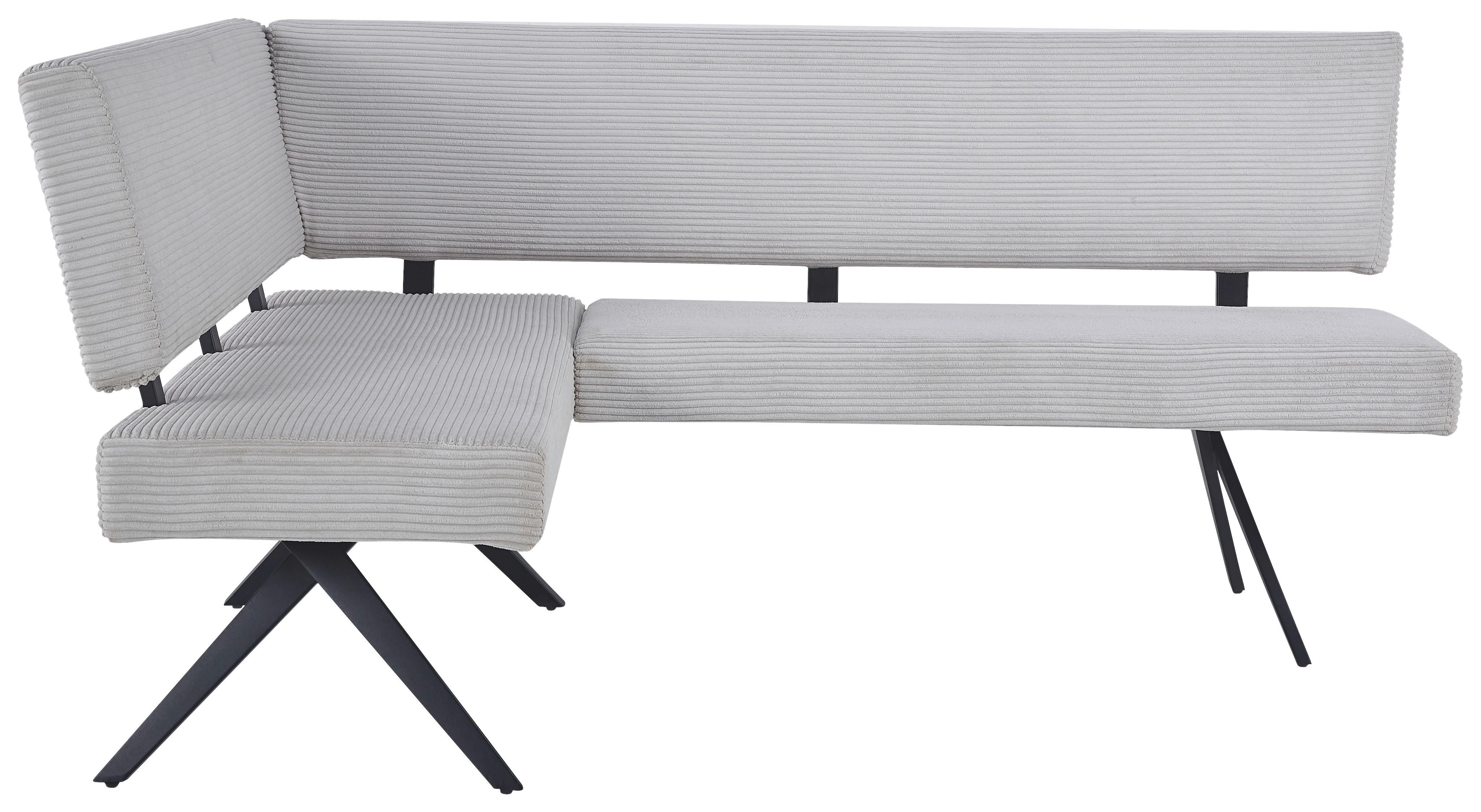 Eckbank Chios Cord Beige, S: 150x190 cm - Beige/Schwarz, KONVENTIONELL, Textil/Metall (150/190cm) - MID.YOU