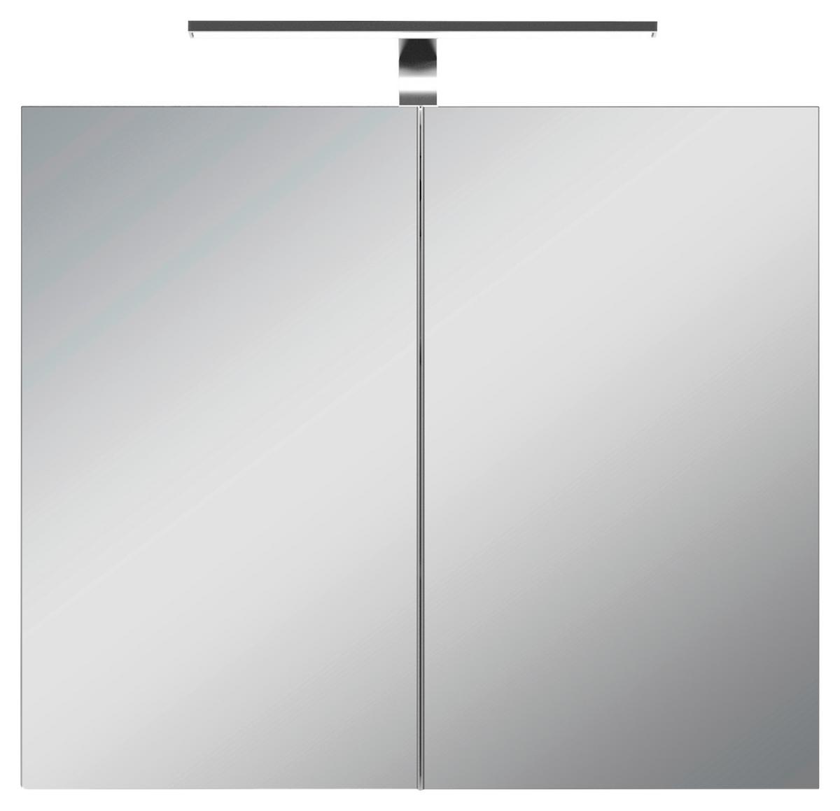 Spiegelschrank Spree Mit Led 2-Türig 70x60x20 Cm - Weiß, MODERN, Glas/Holzwerkstoff (70/60/20cm) - MID.YOU