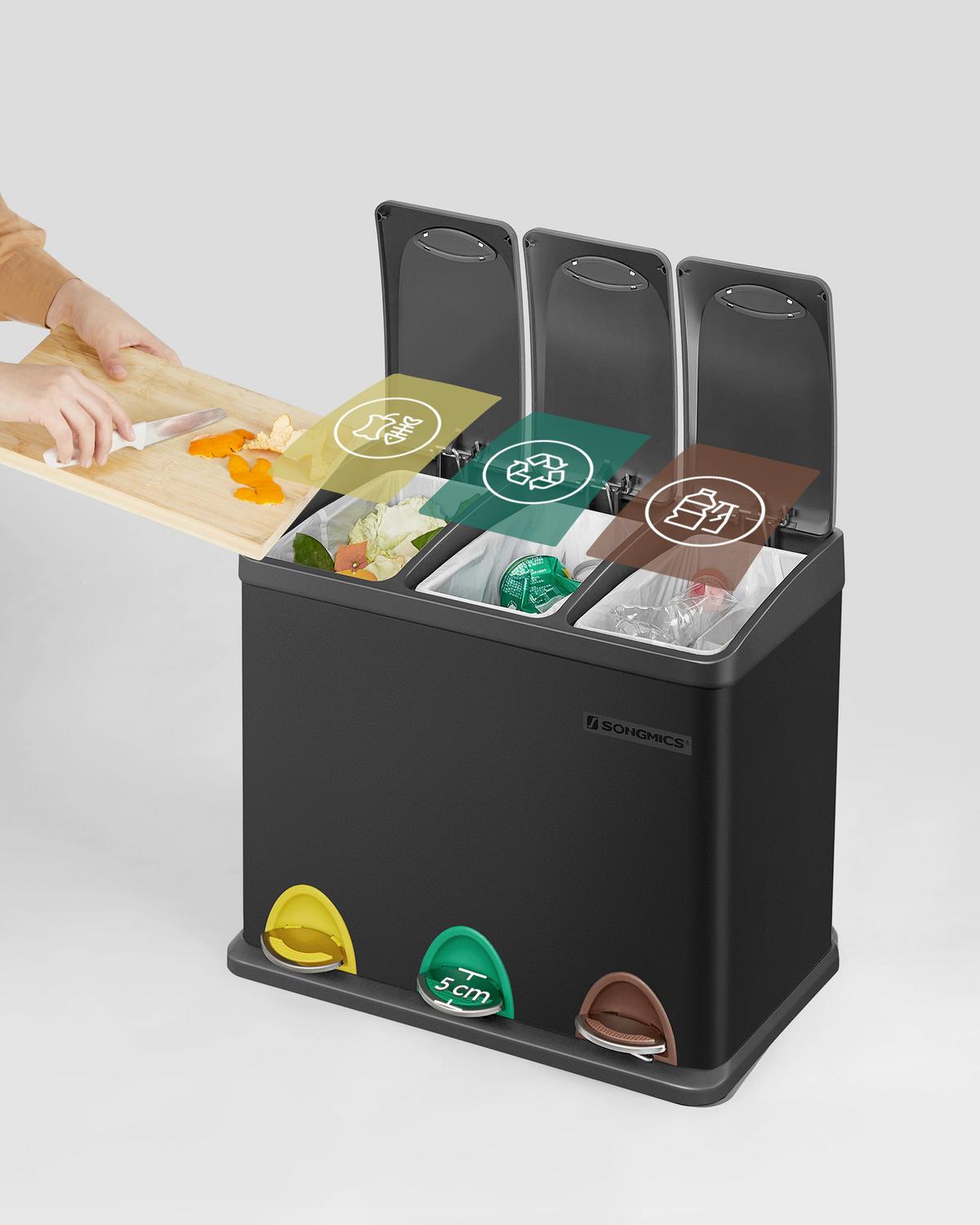 Abfallsammler Schwarz B: 46cm - Schwarz, Basics, Kunststoff/Metall (46/39,5/24,5cm)